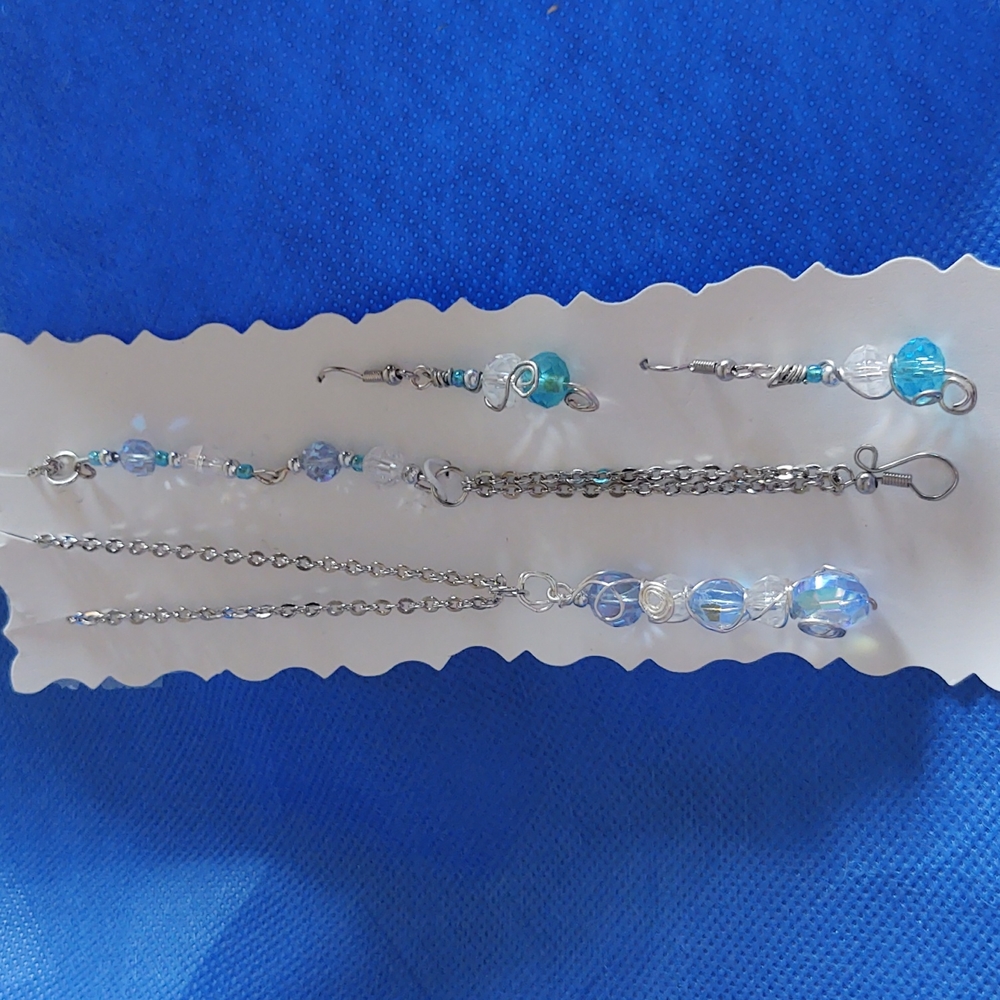 22-in silver chain bracelet necklace and earrings
